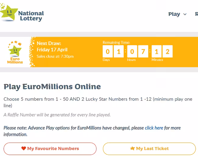 Irish National Lottery homepage